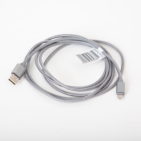 OMEGA IGUANA USB TO MICRO USB FABRIC BRAIDED CABLE 2M GREY [43938]