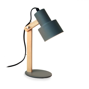 PLATINET TABLE LAMP 25W E14 METAL+WOOD 1,5M WHITE CABLE GREY