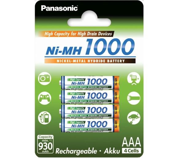 PANASONIC RECHARGEABLE R03/AAA Ni-MH 1000 mAh - Blister 4