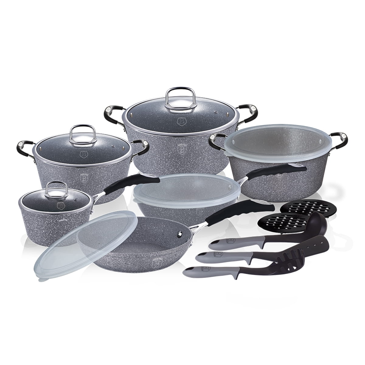 Zestaw garnków 18 częściowy Gray Stone Touch Line BH/6196