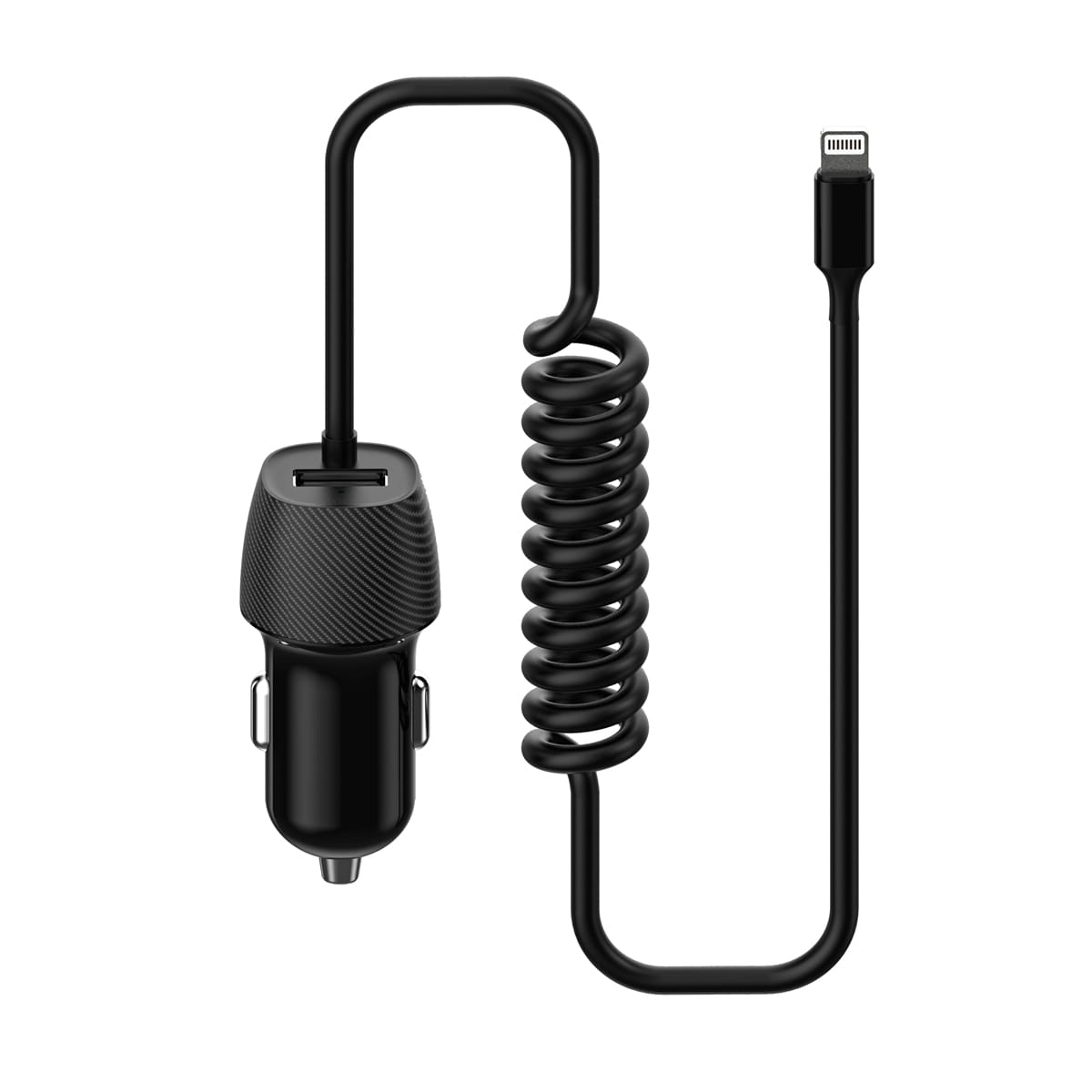 PLATINET CAR CHARGER SPIRAL 3.4A USBA + LIGHTNING CABLE