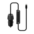PLATINET CAR CHARGER SPIRAL 3.4A USBA + LIGHTNING CABLE