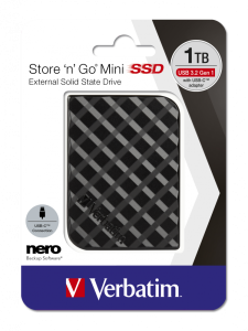 VERBATIM EXTERNAL SSD MINI 1TB USB 3.2 GEN1 BLACK  53237