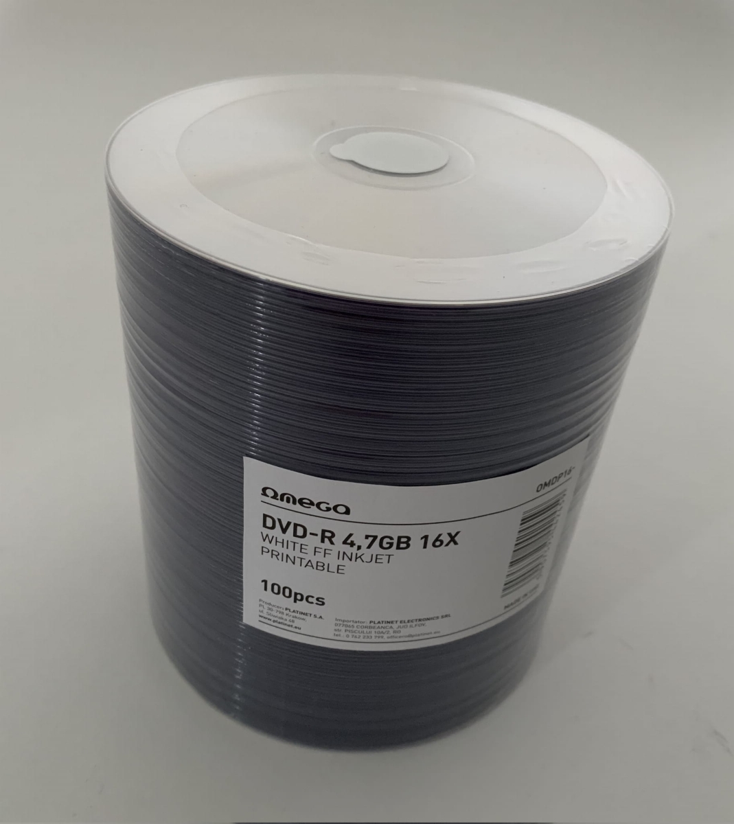 OMEGA DVD-R 4,7GB 16X FF WHITE INKJET PRINTABLE SP*100