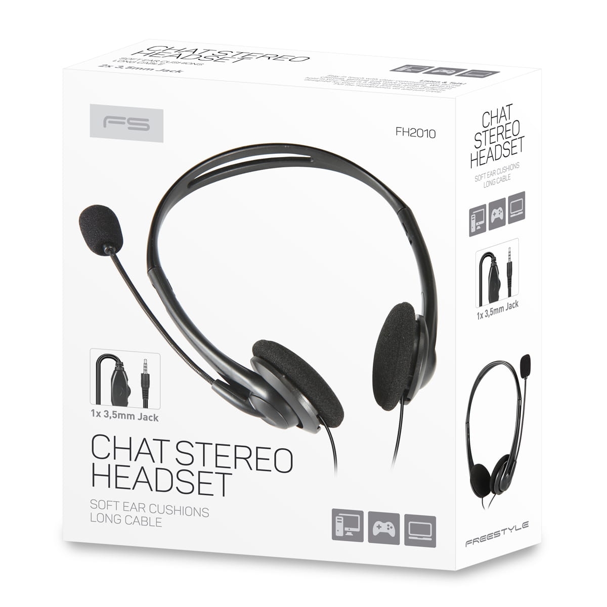 FREESTYLE HEADPHONES WITH MIC AND VOLUME CONTROL 1 X 3.5 MM JACK BLACK