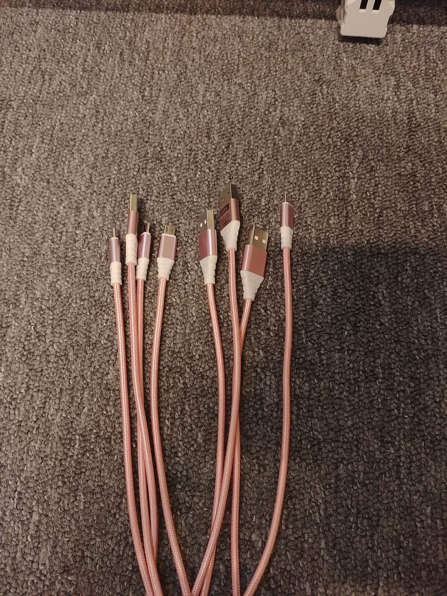 OMEGA CANTIL FABRIC CABLE BRAIDED MICRO USB TO USB 2A 118 COPPER POLY 1M ROSE GOLD [44056]