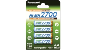 PANASONIC RECHARGEABLE R6/AA Ni-MH 2700 mAh – Blister 4 PBK-3HGAE/4BE