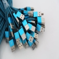 OMEGA VARAN FABRIC CABLE KABEL BRAIDED MICRO USB TO USB 2A POLYBAG OEM 1M BLUE [44190]