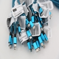 OMEGA VARAN FABRIC CABLE KABEL BRAIDED MICRO USB TO USB 2A POLYBAG OEM 1M BLUE [44190]