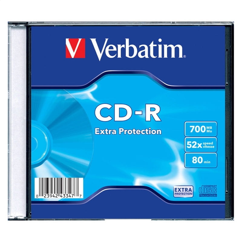 VERBATIM CD-R 700MB 52X EXTRA PROTECTION SLIM CASE*1  43347