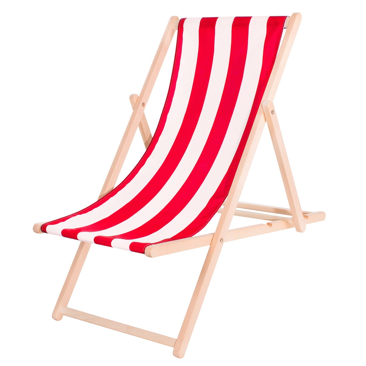 PLATINET LEŻAK OGRODOWY DREWNIANY SUMMER PASY CZERWONY / PLATINET GARDEN WOODEN SUNBED SUMMER RED STRIPS [45436]