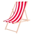 PLATINET LEŻAK OGRODOWY DREWNIANY SUMMER PASY CZERWONY / PLATINET GARDEN WOODEN SUNBED SUMMER RED STRIPS [45436]