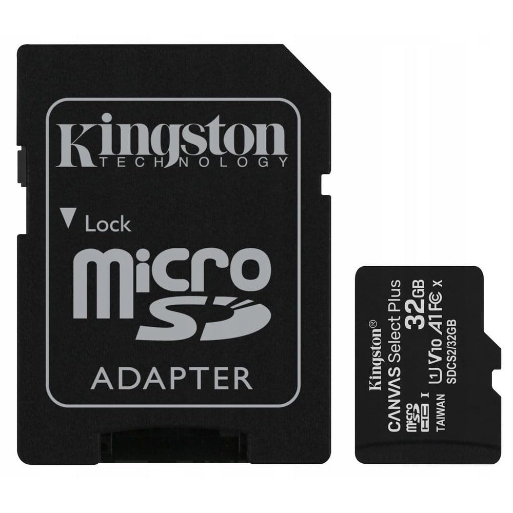 Kingston 32GB micSDHC Canvas Select Plus 100R A1 C10 Card + SD adapter