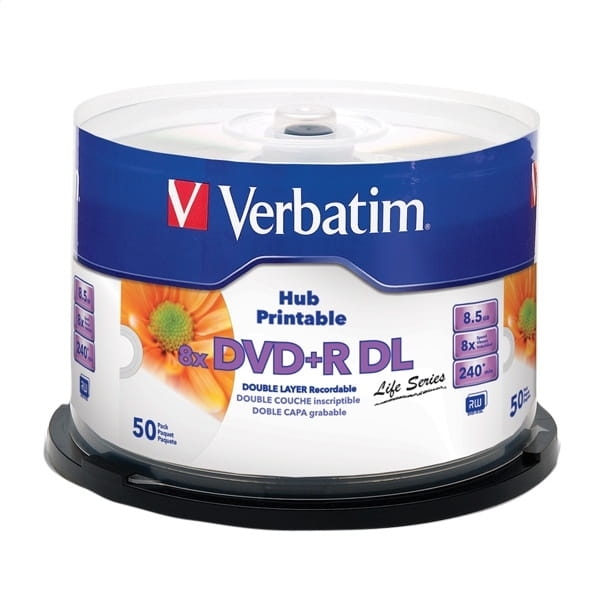 VERBATIM DVD+R DL 8,5GB 8X PRINTABLE DOUBLE LAYER CAKE*50  97693
