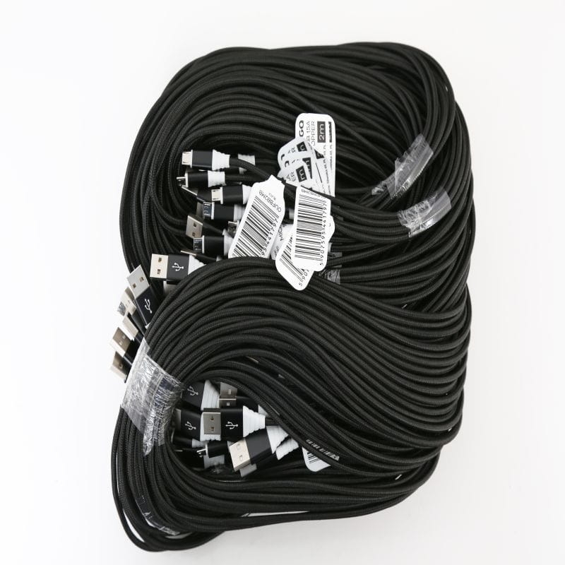 OMEGA TOKARA FABRIC CABLE BRAIDED MICRO USB 1,5A 118 COPPER POLYBAG OEM 2M BLACK [44179]