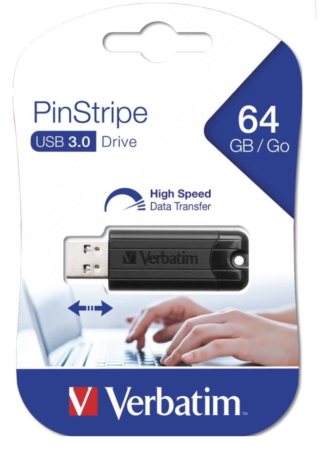 VERBATIM PENDRIVE PINSTRIPE USB 3.0 32GB BLACK  49317
