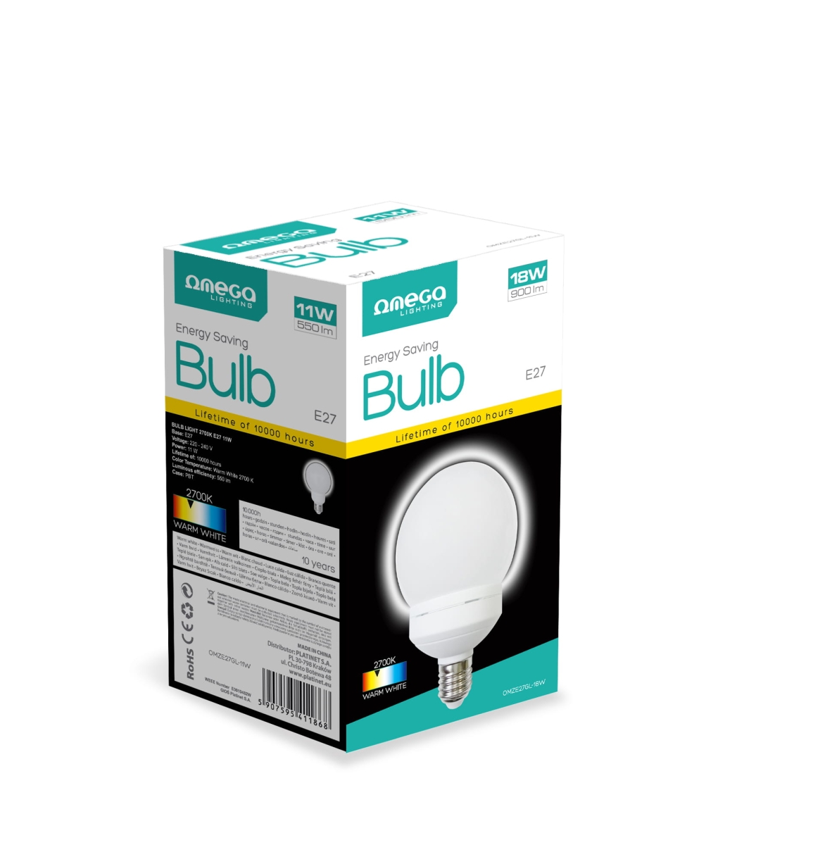 OMEGA ENERGY SAVING BULB / ŚWIETLÓWKA Globe 18W 2700K E27 [42004]