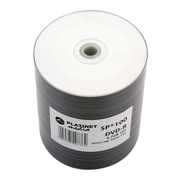 PLATINET DVD-R 4,7GB 16X WHITE FF INK. PRINTABLE PRO SP*100 [41012]