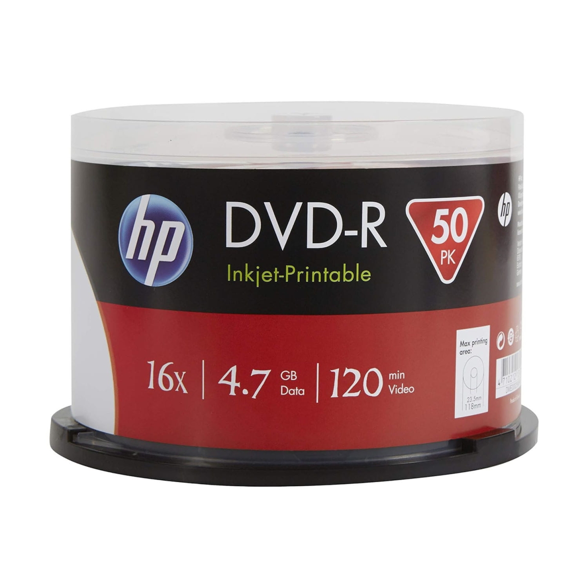 HP DVD-R 16x 4.7GB FF WHITE INKJET PRINTABLE CAKE*50  (DME00025WIP-3) 69317