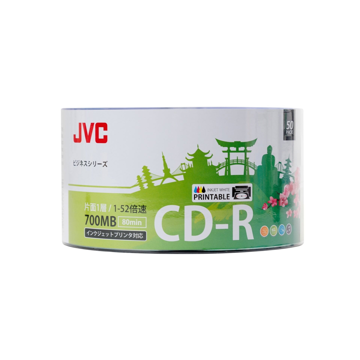 JVC CD-R 700MB 52X INKJET WHITE PRINTABLE WATERPROOF PHOTO GLOSSY CAKE*50 701715JCK0020