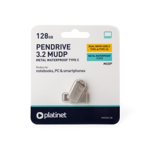 PLATINET PENDRIVE 2IN1 USB-A 3.2 + USB-C 128GB METAL UDP WATERPROOF [45969]