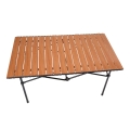 PLATINET CAMPING TABLE FOLDING,  ROLLABLE TOP, 93X54X50 CM, WOODEN COLOR, BLACK LEGS [45963]