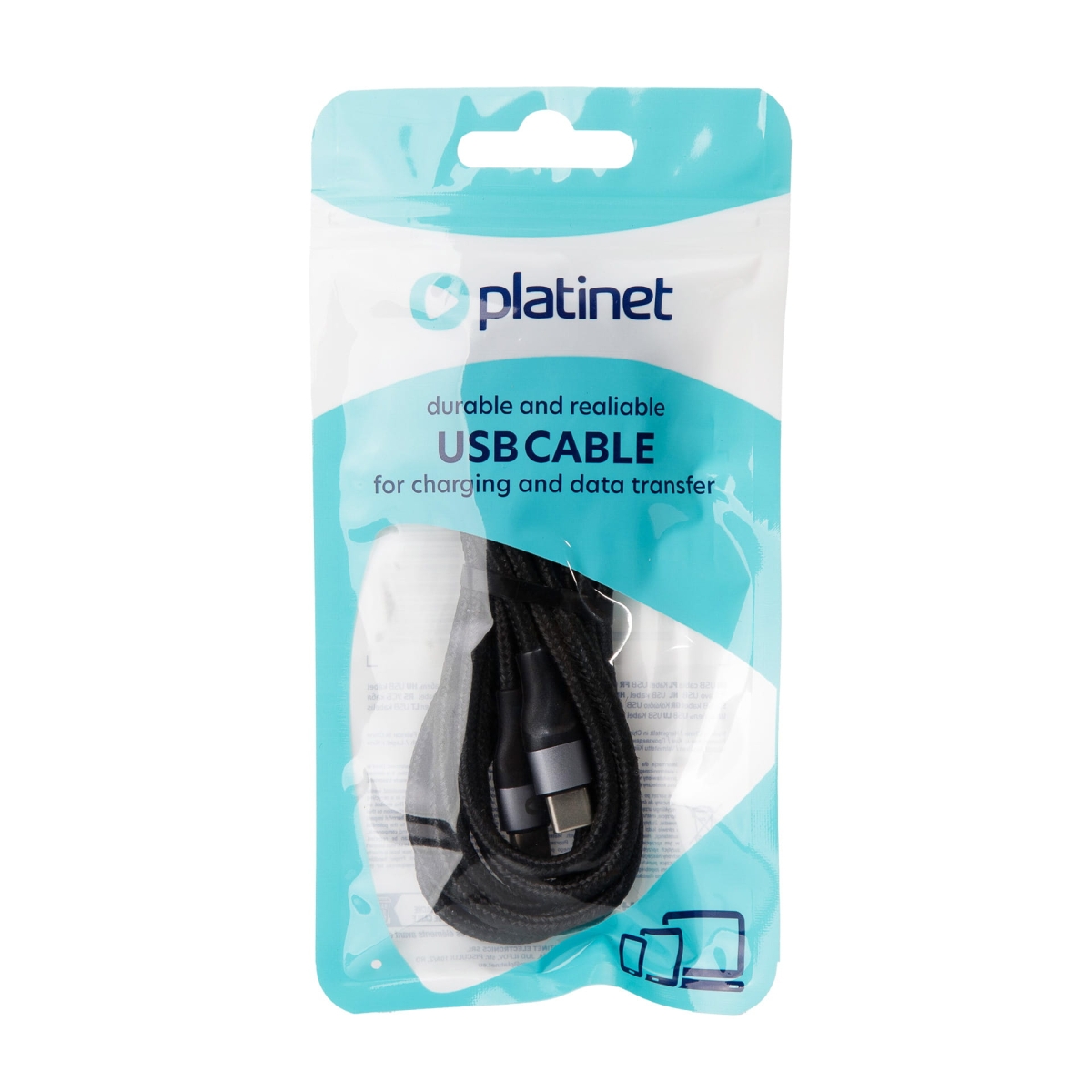 Kabel USB-C do USB-C w oplocie 2,1A 42W 2M Czarny