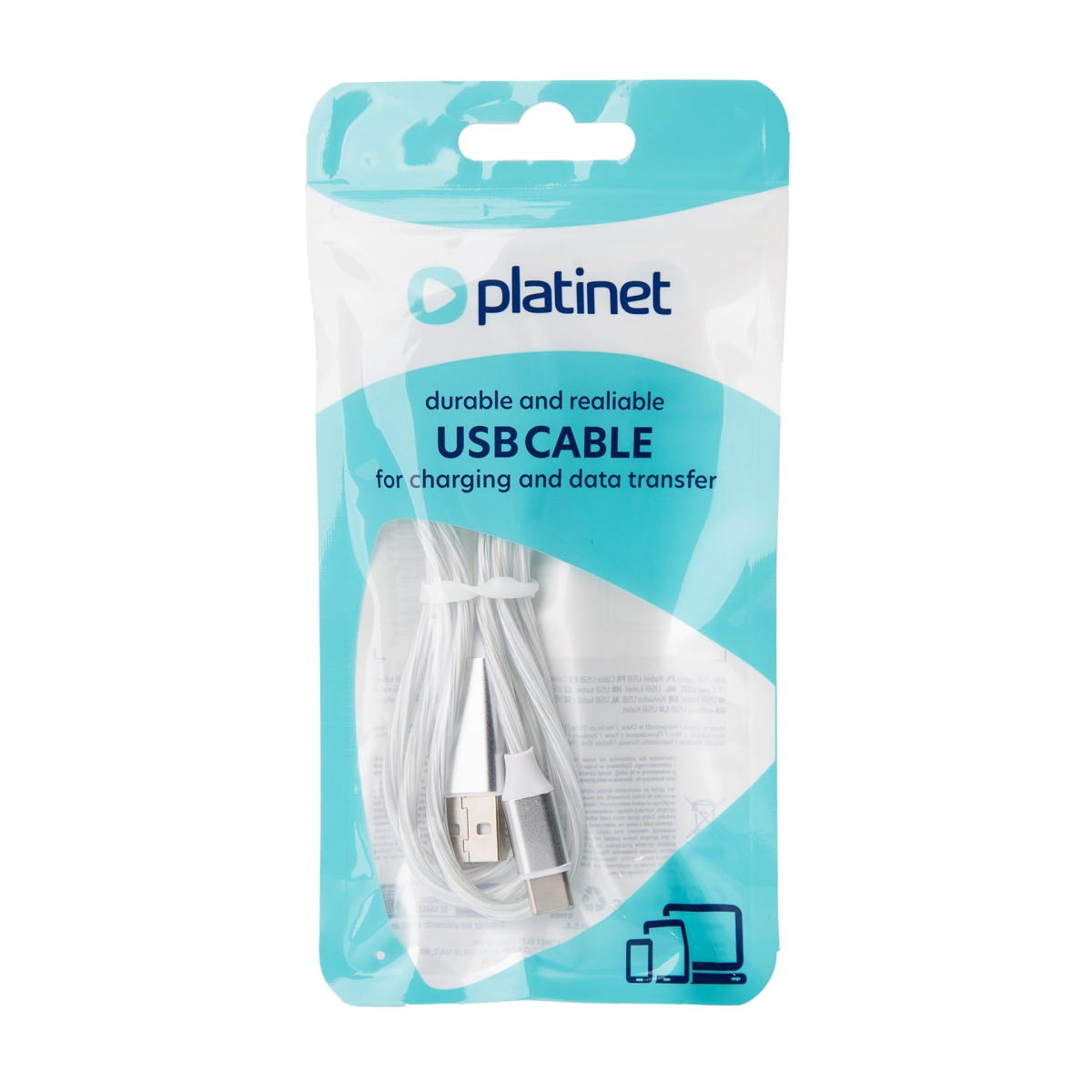 Kabel USB-A do USB-C LED 3A 18W Biały