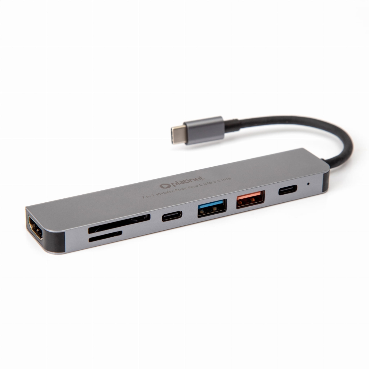 PLATINET USB-C MEDIA HUB GEN2 10GB/S 7IN1 HDMI 4K USB-A3.2/ USB-A2.0/  USB-C PD 100W/ USB-C2.0/ SD/ MicroSD ALUMINUM [45985]
