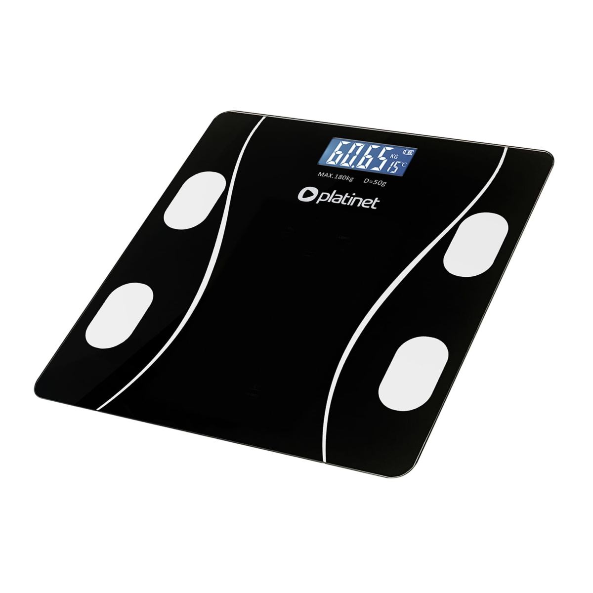 PLATINET WAGA BATHROOM SMART BODY SCALE 180KG 26X26CM WITH APP BLUETOOTH BLACK 46021