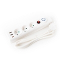 FIESTA EXTENSION CORD LISTWA ZASILAJĄCA 1,5M 10A 3 SOCKET 3 USB TYPE E FRENCH WHITE [46086]