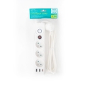 FIESTA EXTENSION CORD LISTWA ZASILAJĄCA 1,5M 10A 3 SOCKET 3 USB TYPE E FRENCH WHITE [46086]