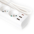 FIESTA EXTENSION CORD LISTWA ZASILAJĄCA 3,0M 10A 3 SOCKET 3 USB TYPE E FRENCH WHITE [46087]