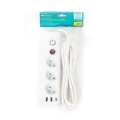 FIESTA EXTENSION CORD LISTWA ZASILAJĄCA 3,0M 10A 3 SOCKET 3 USB TYPE E FRENCH WHITE [46087]