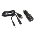 OMEGA CAR CHARGER 2xUSB 5V 2.1A BLACK + microUSB cable [42395]