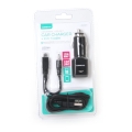 OMEGA CAR CHARGER 2xUSB 5V 2.1A BLACK + microUSB cable [42395]