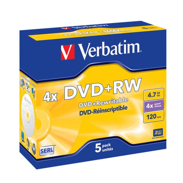 VERBATIM DVD+RW 4,7GB 4X JEWEL CASE*5  43229