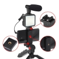 PLATINET VLOG 4 IN 1 SET ZESTAW DO PROWADZENIA VLOGÓW 4 W 1 MICROPHONE LIGHT PHONE HOLDER ON A TRIPOD + 3 5 JACK TO USB C ADAPTER [45596]