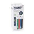 PLATINET PERMANENT MARKERS MIX BLACK/BLUE/RED/GREEN BOX*12  43012
