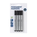PLATINET PERMANENT MARKERS BLACK BLISTER*4  43013