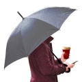 PLATINET UMBRELLA C HANDLE SEMI AUTO POLYESTER BLACK  45006