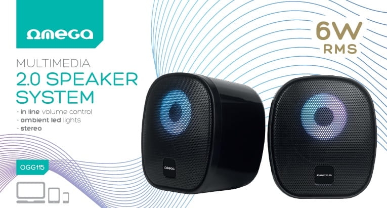 OMEGA SPEAKER GŁOŚNIK 2.0 6W RMS RGB USB 3.5 mm Audio Black Round [46148]