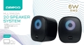 OMEGA SPEAKER GŁOŚNIK 2.0 6W RMS RGB USB 3.5 mm Audio Black Round [46148]