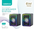 OMEGA SPEAKER GŁOŚNIK 2.0 6W RMS RGB USB 3.5 mm Audio Black Small Tower [46150]