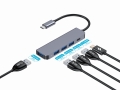 PLATINET MEDIA HUB USB-C TO 4X USB-A 3.2 GEN1 + 1X USB-C PD 100W 5IN1 ALUMINIUM [46235]