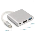 PLATINET MEDIA HUB USB-C 3.2 GEN1 5GB/S 3IN1 HDMI 4K USB-A 3.2 USB-C PD 100W ALUMINUM [46241]