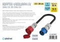 Adapter EV CEE 32A (niebieski, 1-fazowy, męski) na CEE 32A (czerwony, 3-fazowy, żeński)
