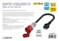 Adapter EV CEE 16A (niebieski, 1-fazowy, męski) na CEE 32A (czerwony, 3-fazowy, żeński)