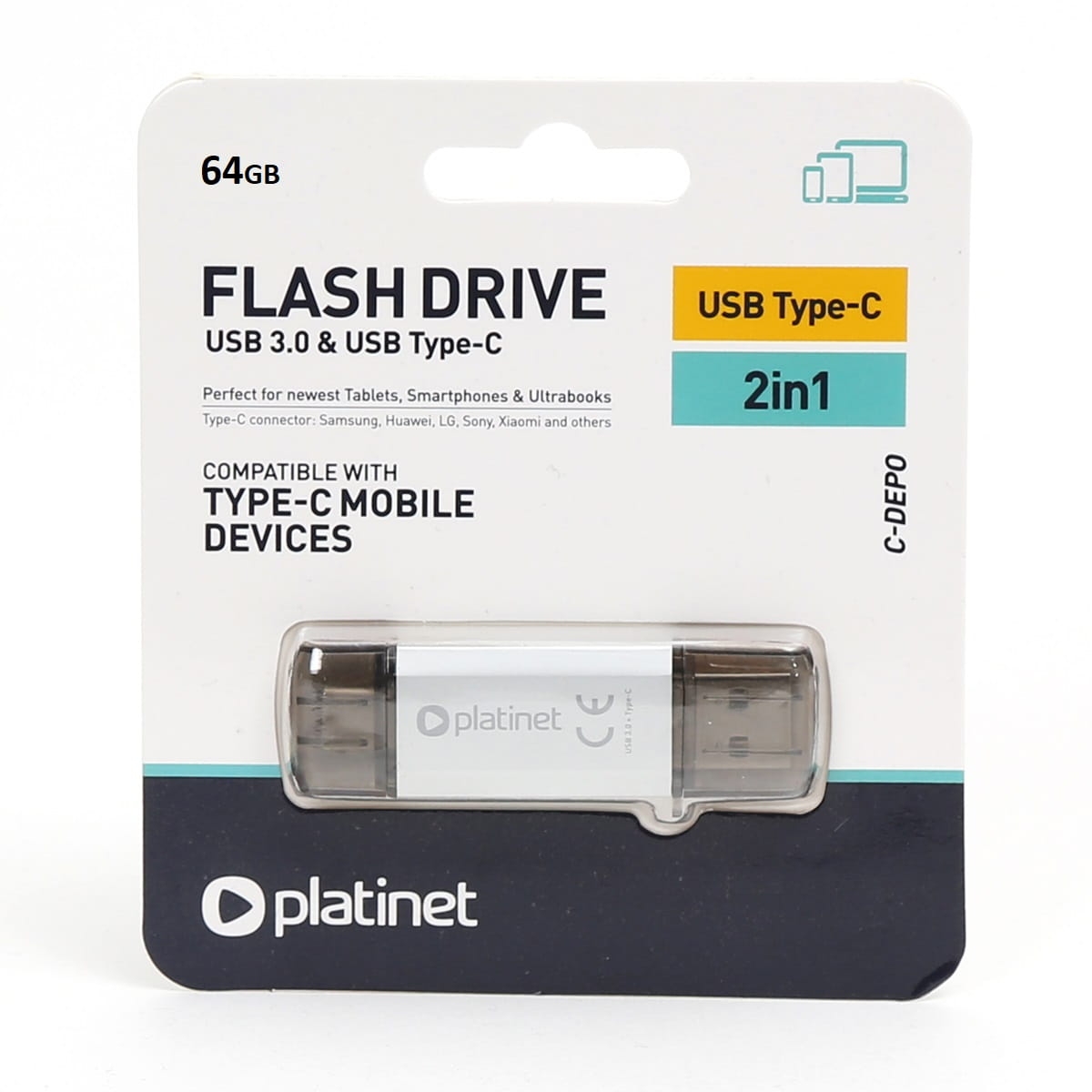 Pendrive Platinet USB 3.0 Type-C 64GB srebrny