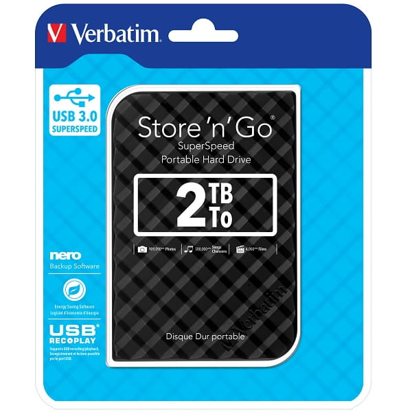 VERBATIM EXTERNAL HDD 2TB 2,5" USB 3.0 SLIM BLACK  53195